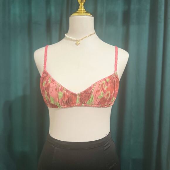 Floral Pink and Green Bra - Picture 1 of 5